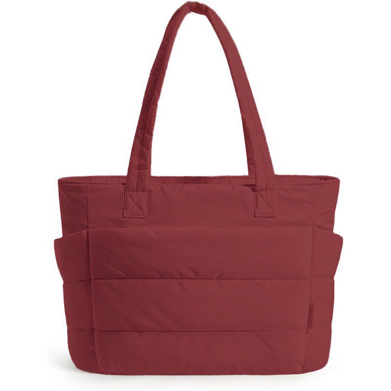 Women's Quilted Puffer Tote Bag with Side Pockets