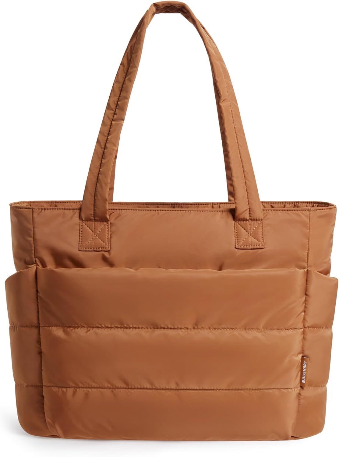 Women's Quilted Puffer Tote Bag with Side Pockets