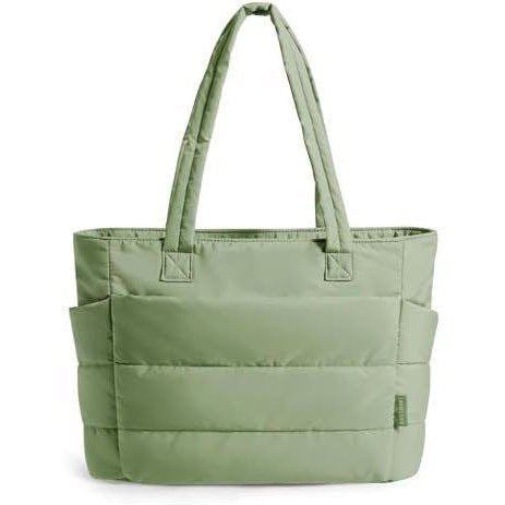 Women's Quilted Puffer Tote Bag with Side Pockets