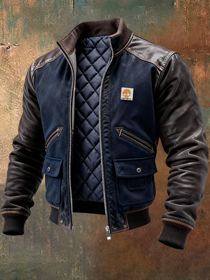 Men's Long-Sleeve Leather-Look Jacket