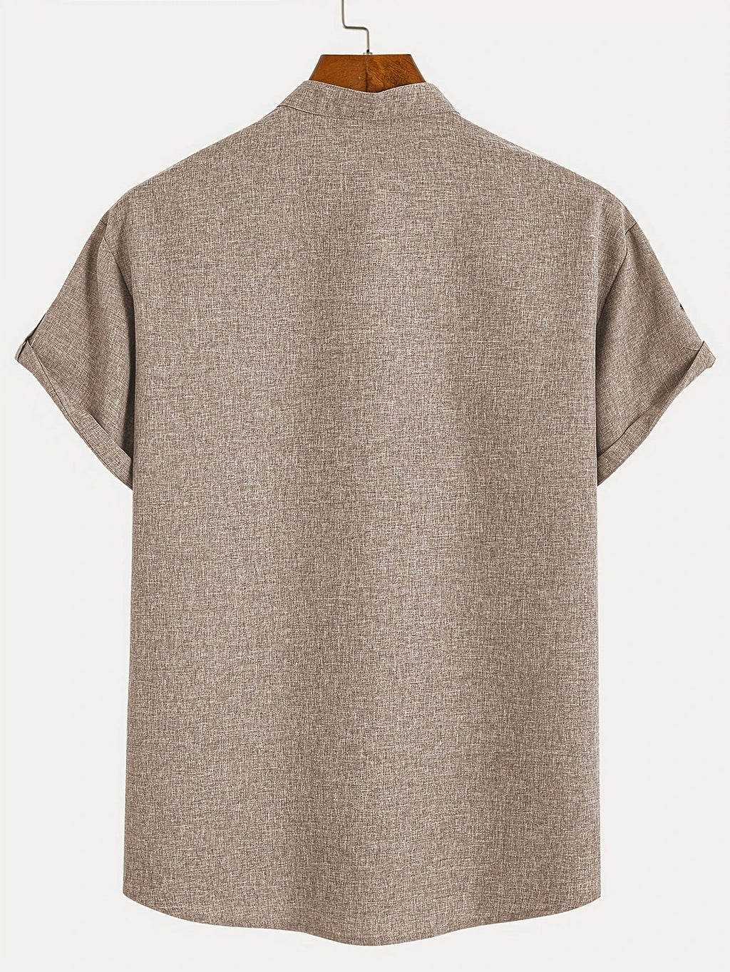 Men's Short-Sleeve Shirt with Stand Collar