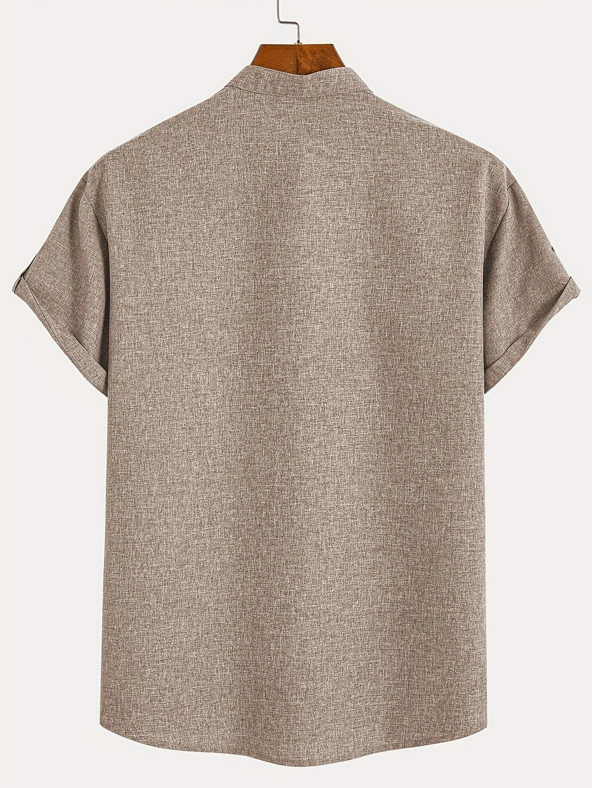 Men's Short-Sleeve Shirt with Stand Collar