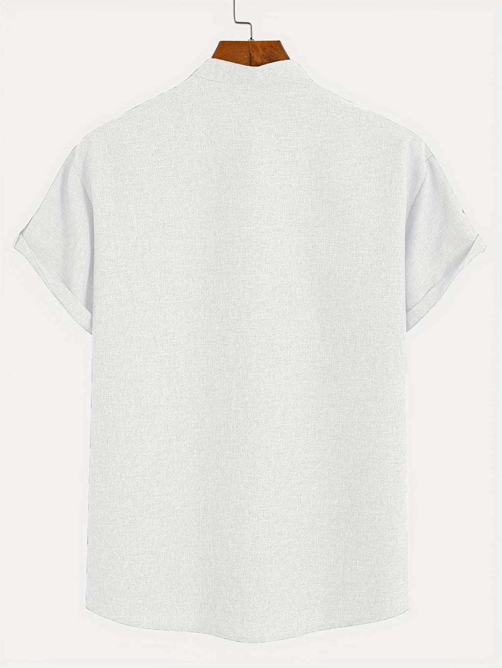 Men's Short-Sleeve Shirt with Stand Collar