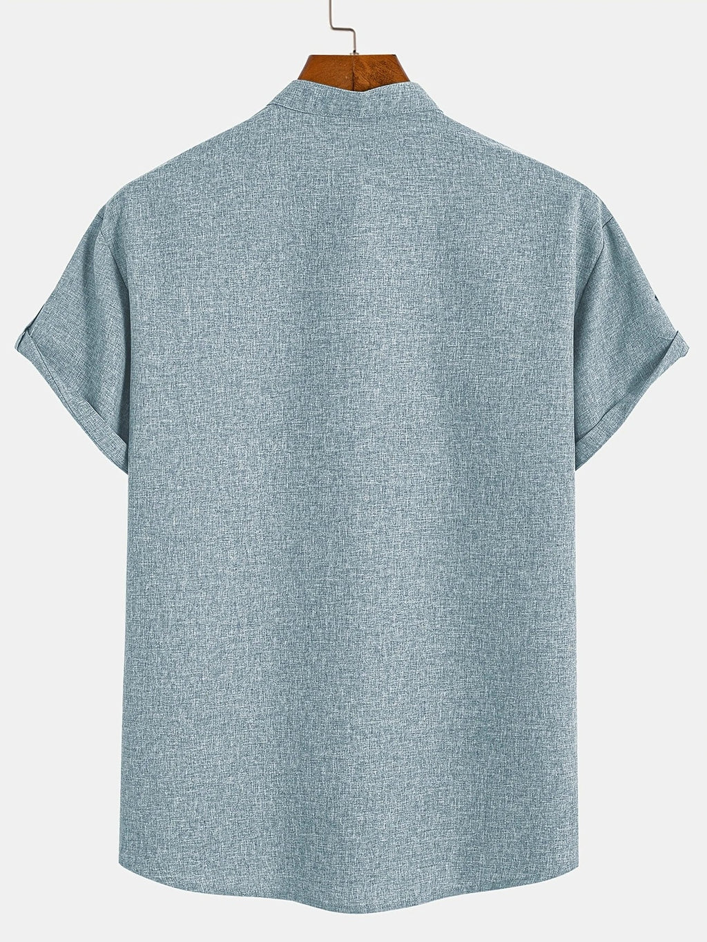 Men's Short-Sleeve Shirt with Stand Collar