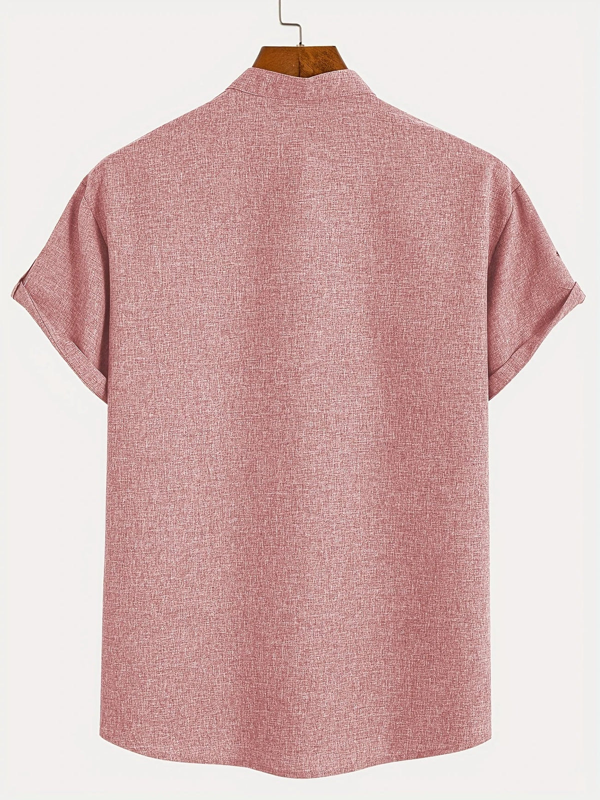 Men's Short-Sleeve Shirt with Stand Collar