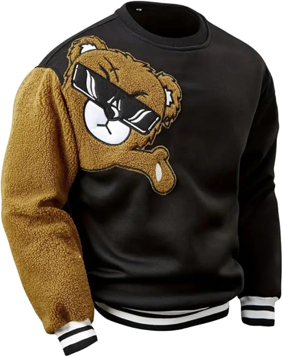 Men's Sweatshirt with Teddy Bear Appliqué