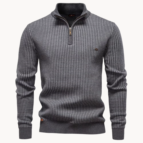 Men's Jacquard Knit Sweater with Half Zip