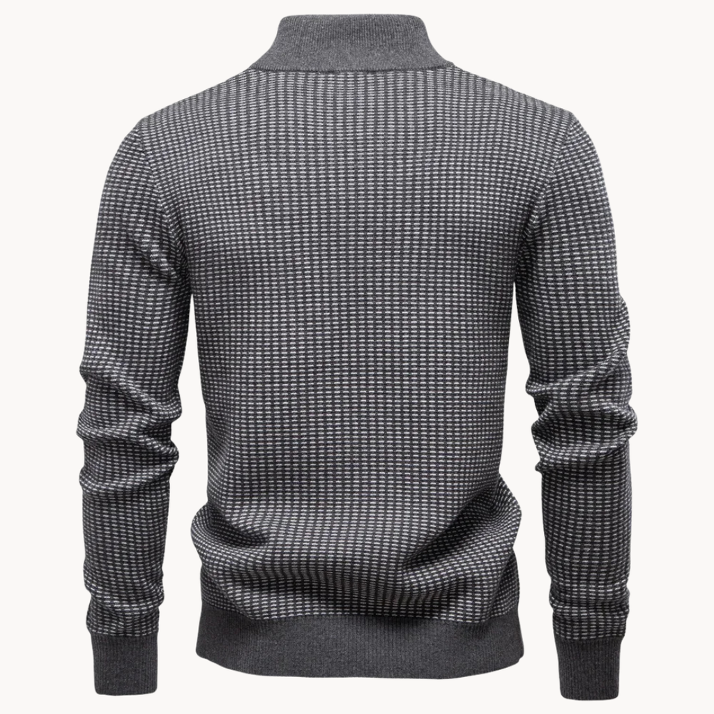 Men's Jacquard Knit Sweater with Half Zip
