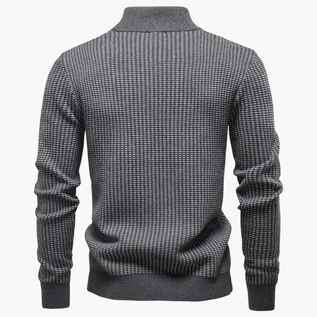 Men's Jacquard Knit Sweater with Half Zip
