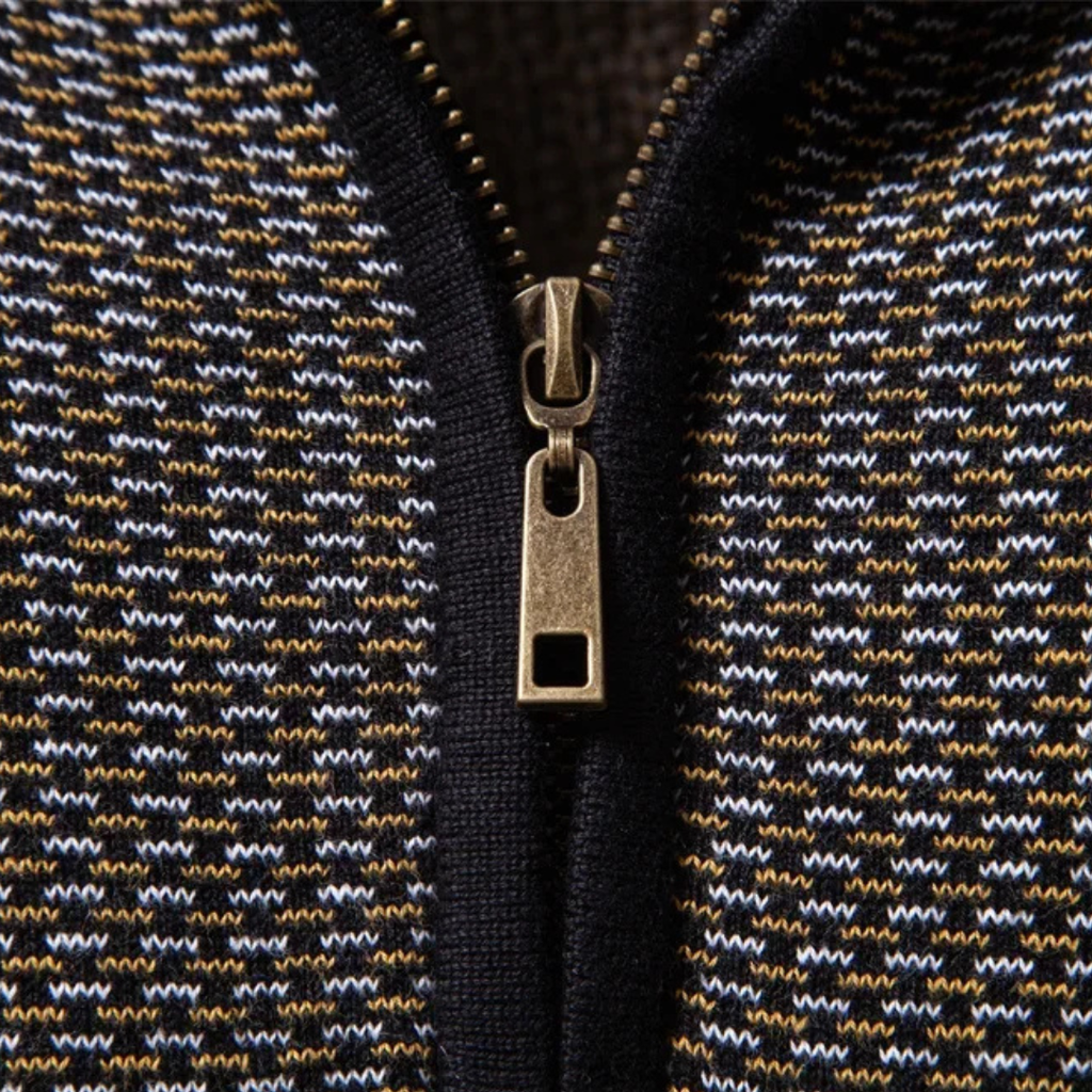 Men's Jacquard Knit Sweater with Half Zip