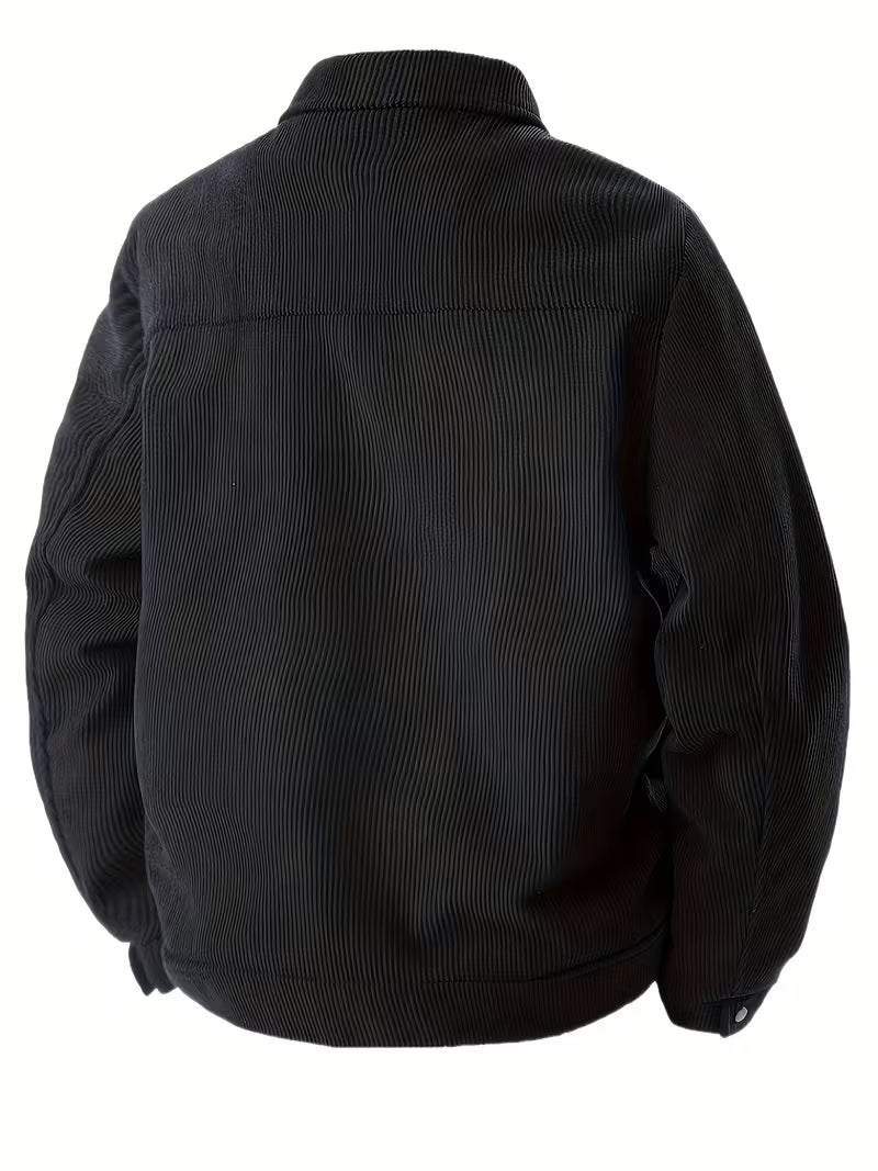 Men's Corduroy Jacket with Collar and Flap Pockets