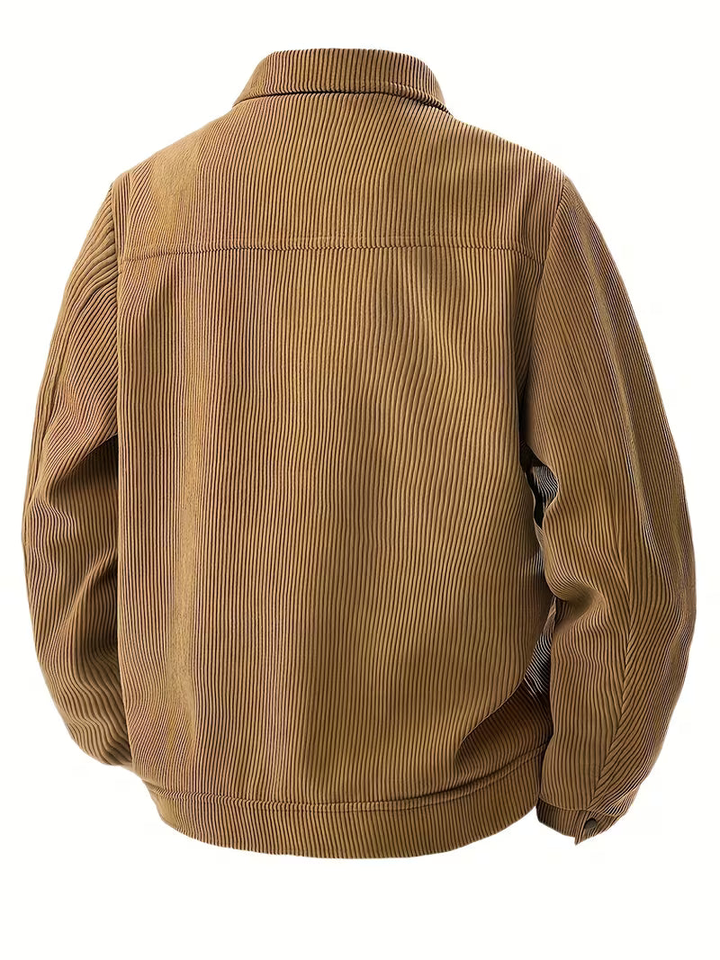 Men's Corduroy Jacket with Collar and Flap Pockets