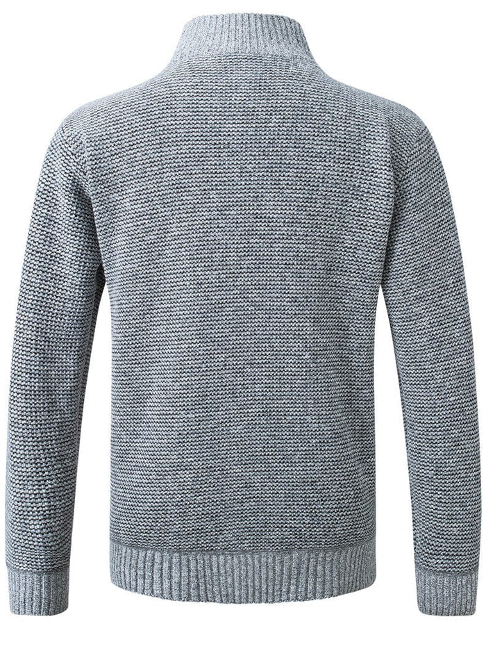 Men's Cardigan with Quilted Front Panels and Full-Zip Closure
