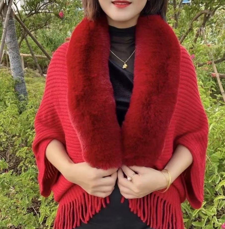 Women's Faux Rabbit Fur Cardigan, Spacious One-Size Design