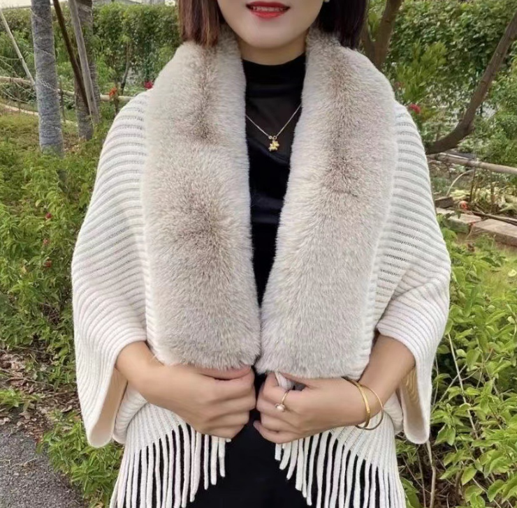Women's Faux Rabbit Fur Cardigan, Spacious One-Size Design