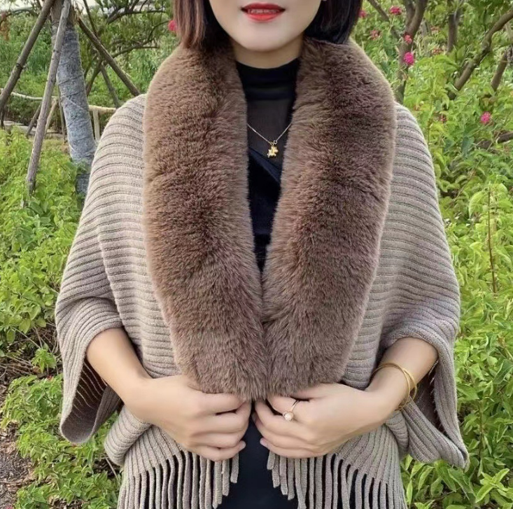 Women's Faux Rabbit Fur Cardigan, Spacious One-Size Design