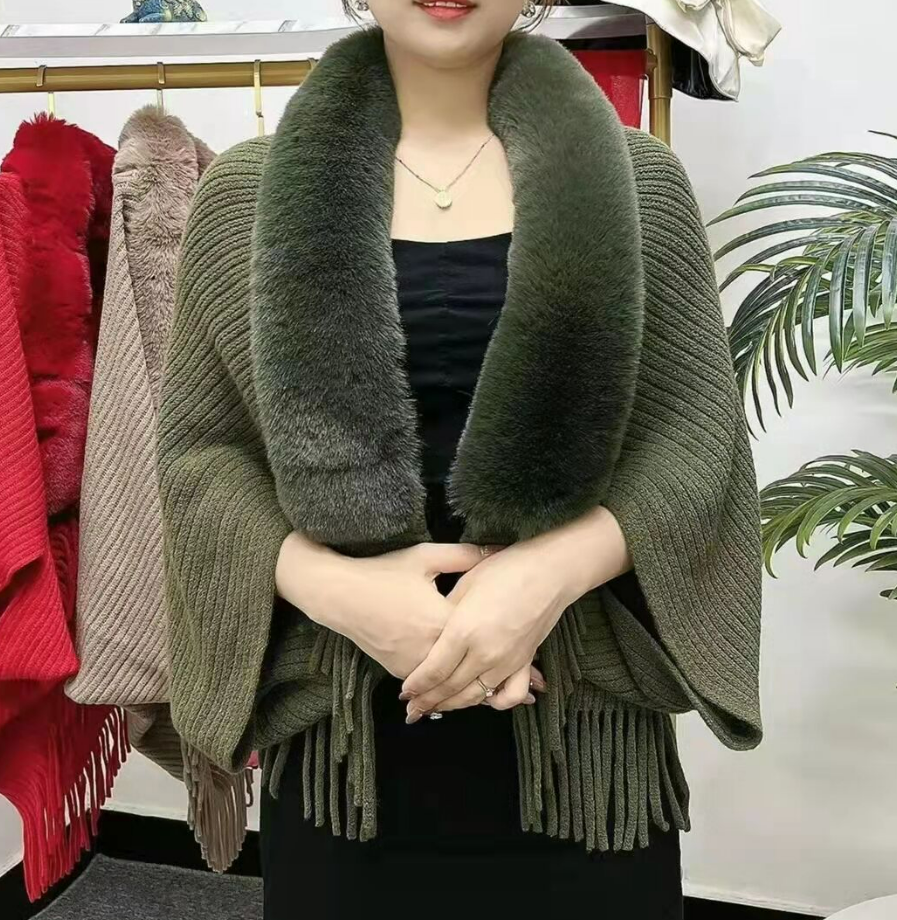 Women's Faux Rabbit Fur Cardigan, Spacious One-Size Design