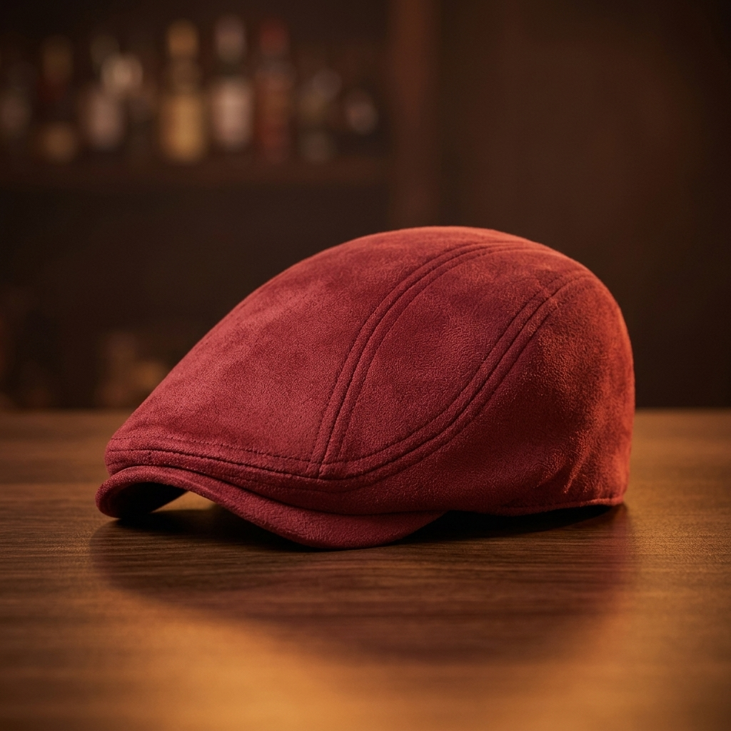 Men's Suede-Finish Retro Hat with Stitched Paneling