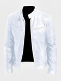 Men's Biker-Style Jacket with Central Zip Closure