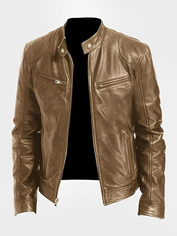 Men's Biker-Style Jacket with Central Zip Closure