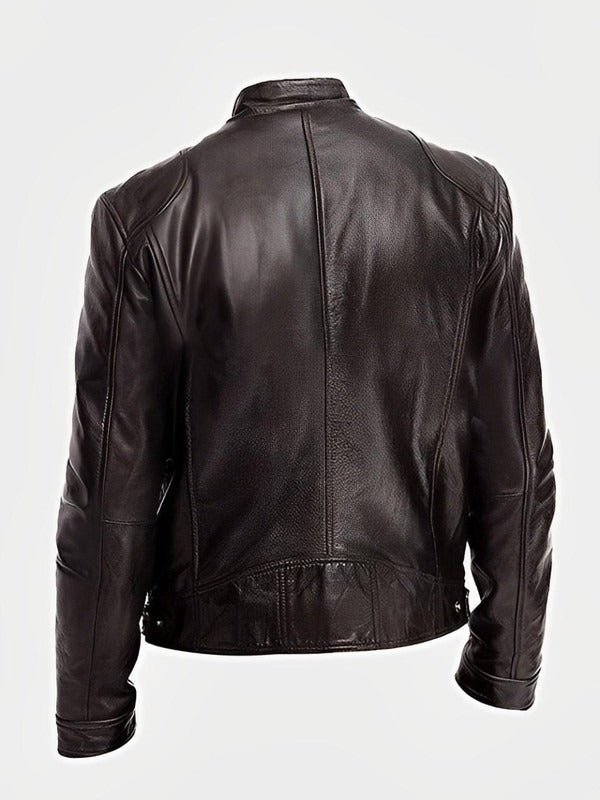 Men's Biker-Style Jacket with Central Zip Closure