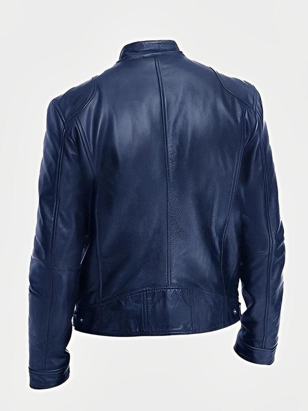 Men's Biker-Style Jacket with Central Zip Closure