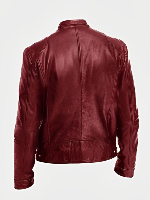 Men's Biker-Style Jacket with Central Zip Closure