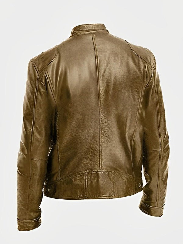 Men's Biker-Style Jacket with Central Zip Closure