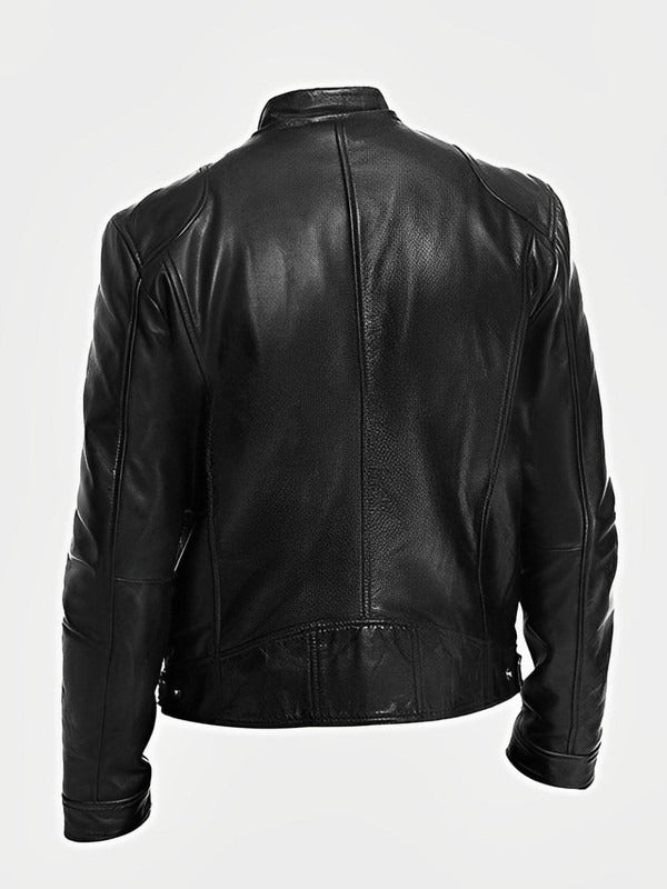Men's Biker-Style Jacket with Central Zip Closure