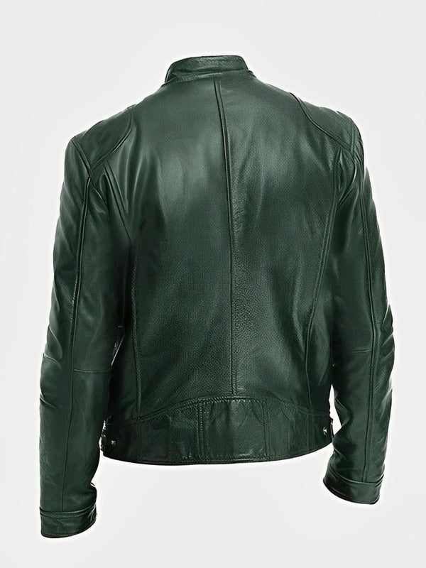 Men's Biker-Style Jacket with Central Zip Closure