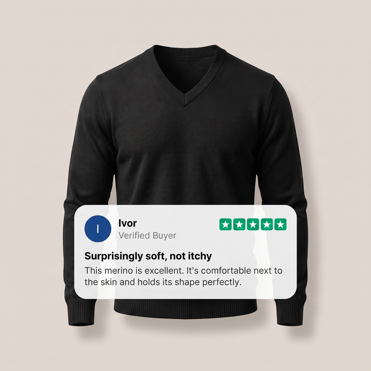 Men's Sweater with Merino Wool V-Neck and Tailored Masculine Fit