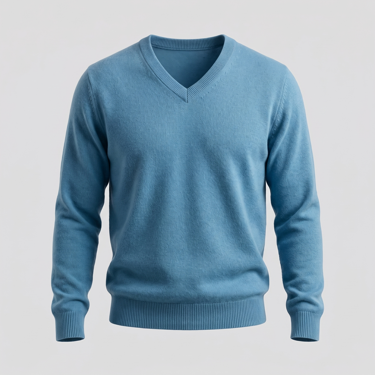 Men's Sweater with Merino Wool V-Neck and Tailored Masculine Fit