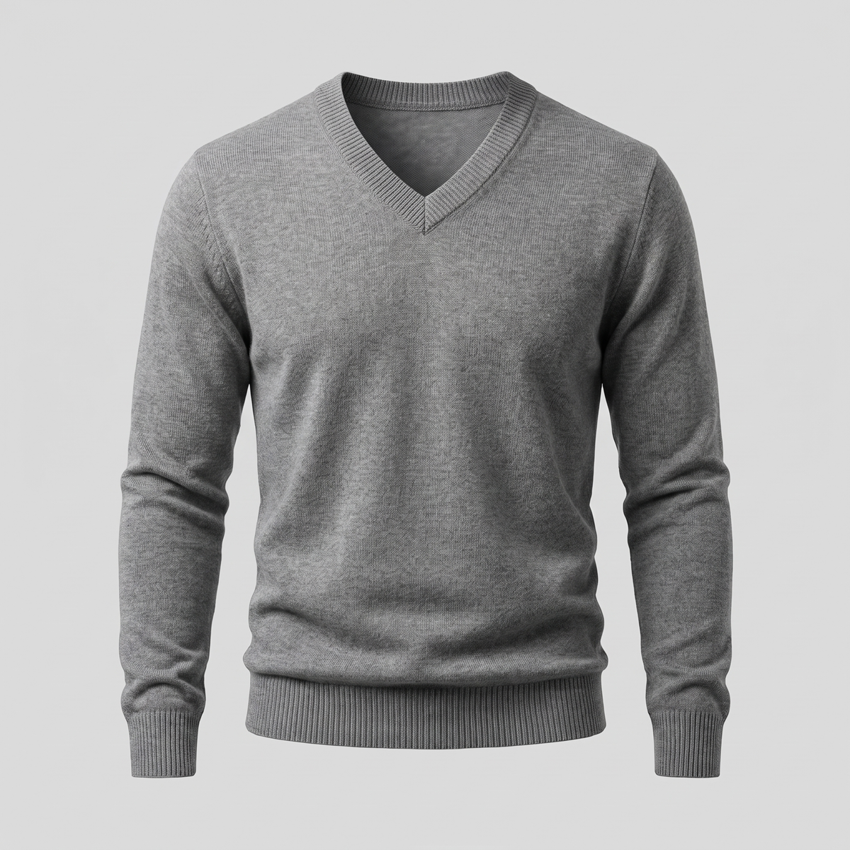 Men's Sweater with Merino Wool V-Neck and Tailored Masculine Fit