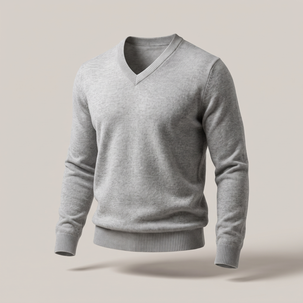 Men's Sweater with Merino Wool V-Neck and Tailored Masculine Fit
