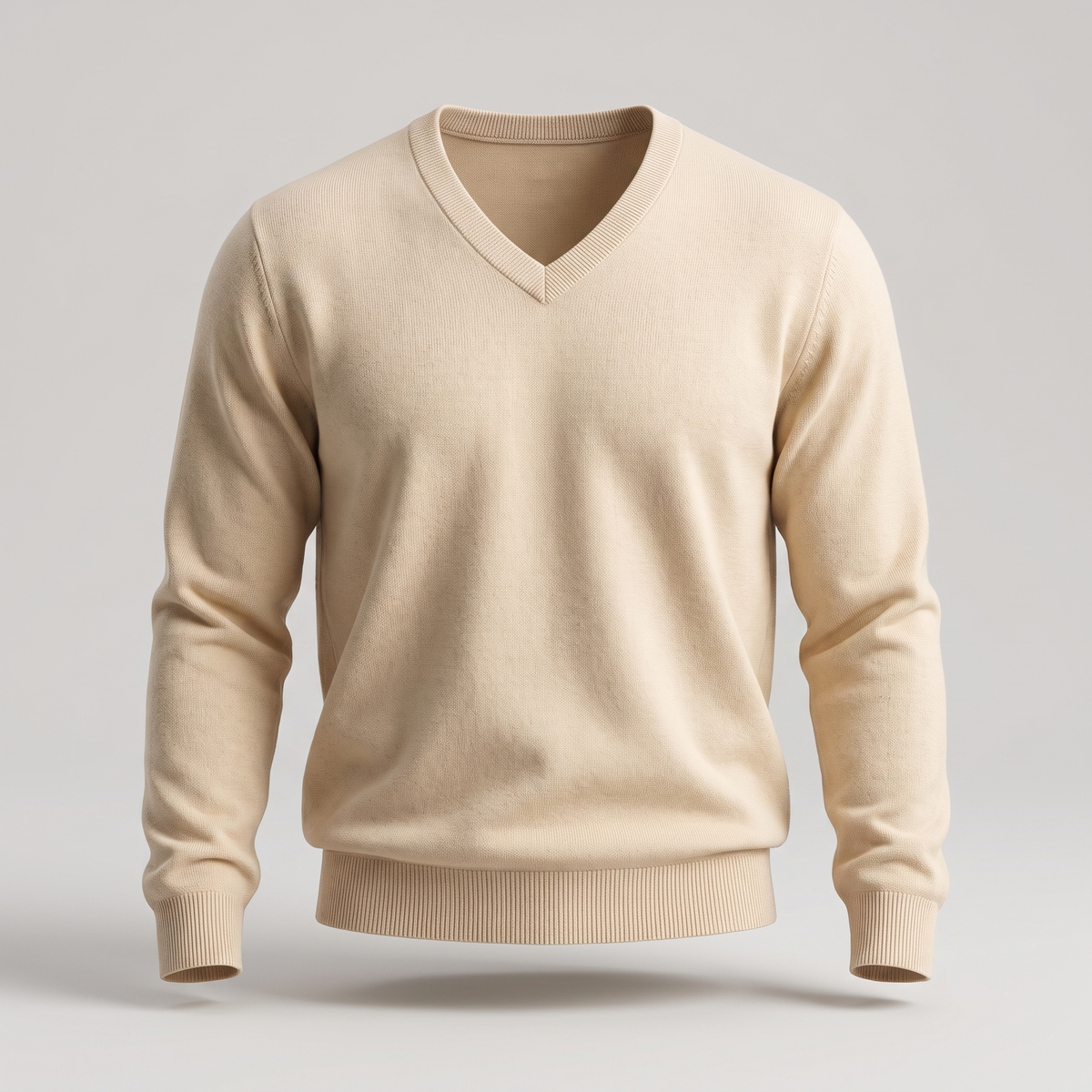 Men's Sweater with Merino Wool V-Neck and Tailored Masculine Fit