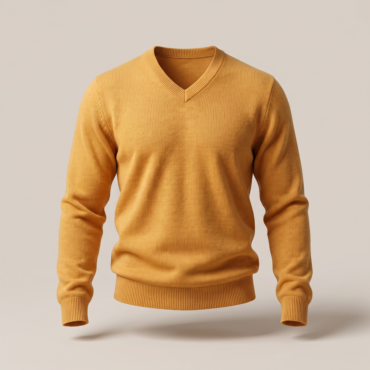Men's Sweater with Merino Wool V-Neck and Tailored Masculine Fit