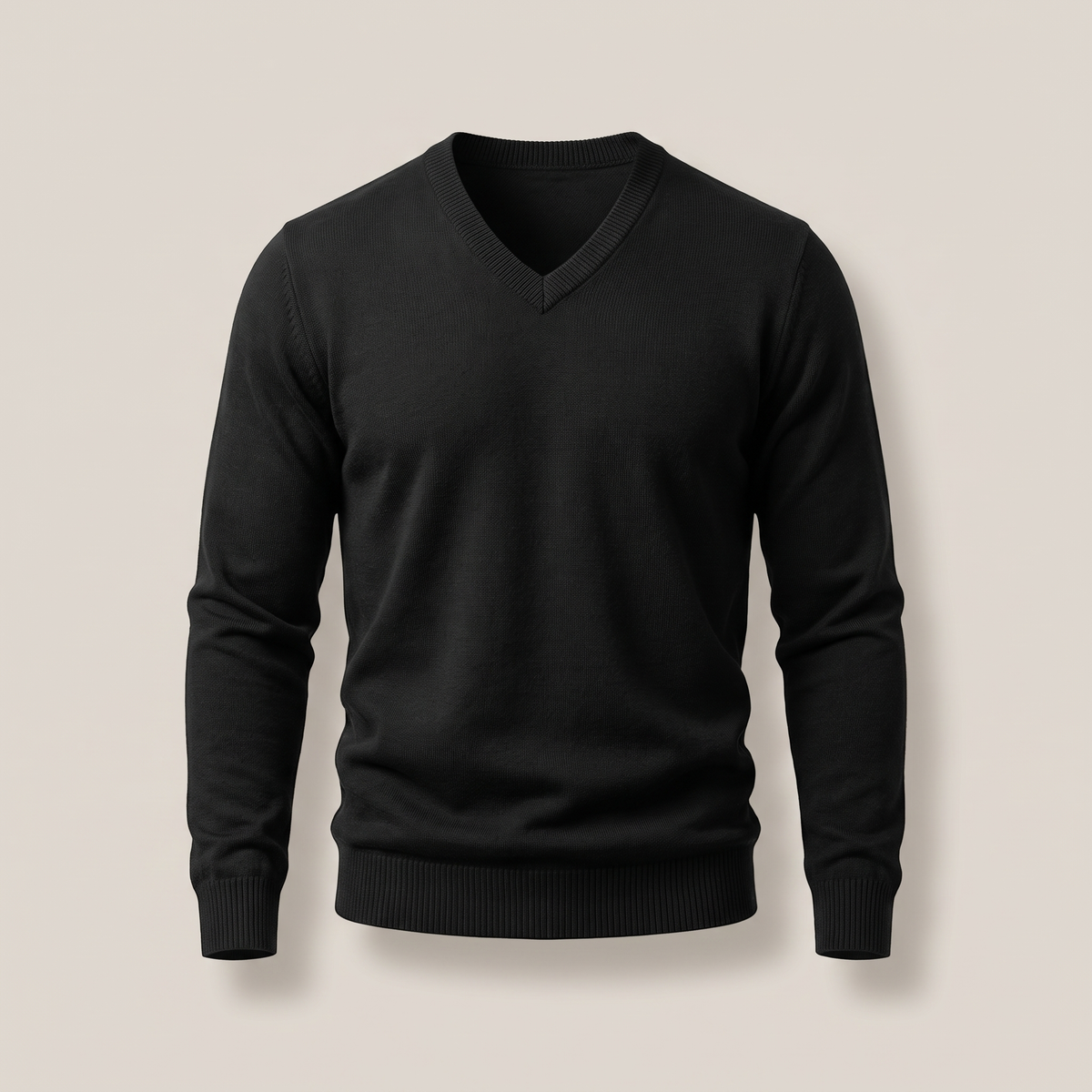 Men's Sweater with Merino Wool V-Neck and Tailored Masculine Fit