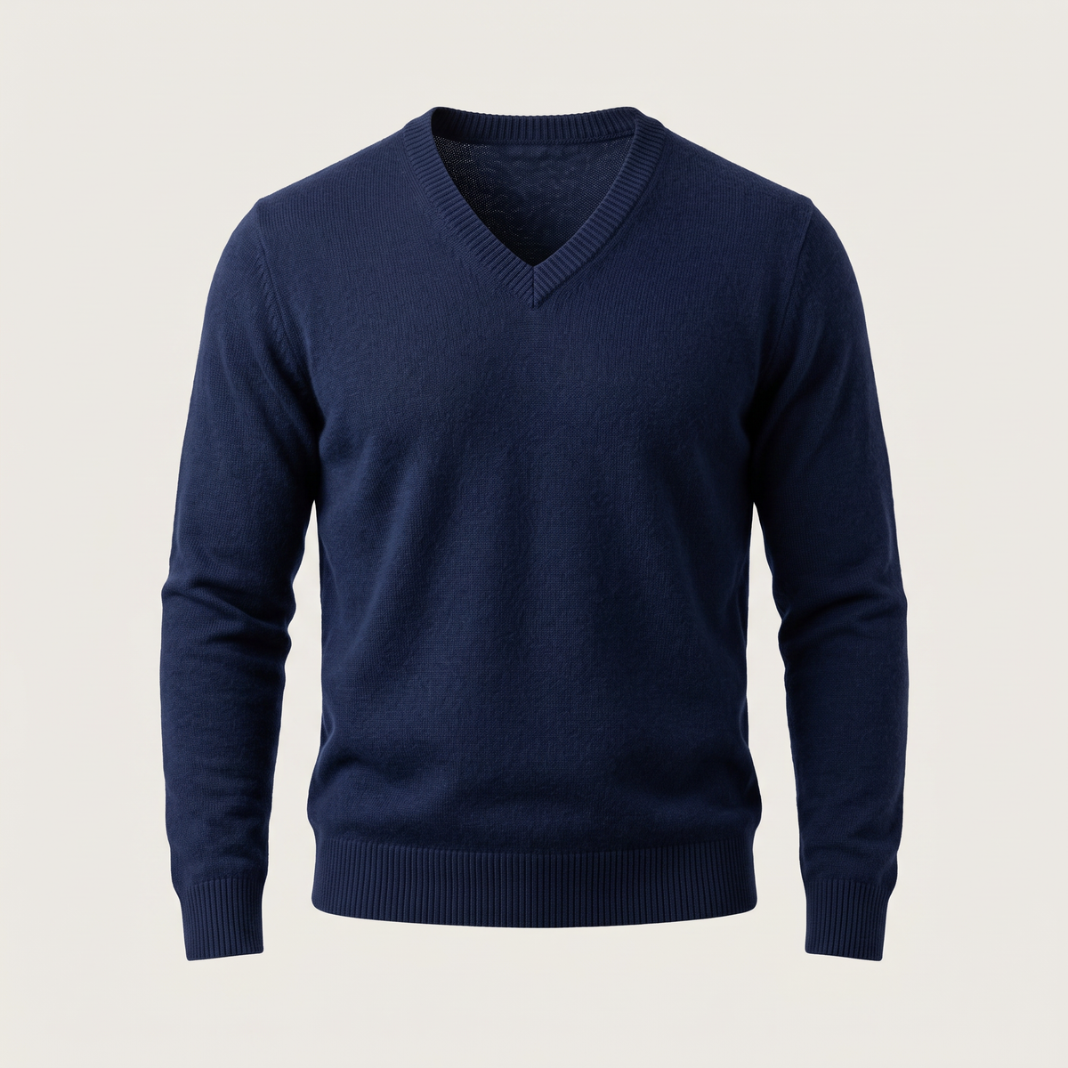 Men's Sweater with Merino Wool V-Neck and Tailored Masculine Fit