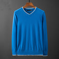 Men's Lightweight Knit V-Neck Sweater with Contrasting Collar