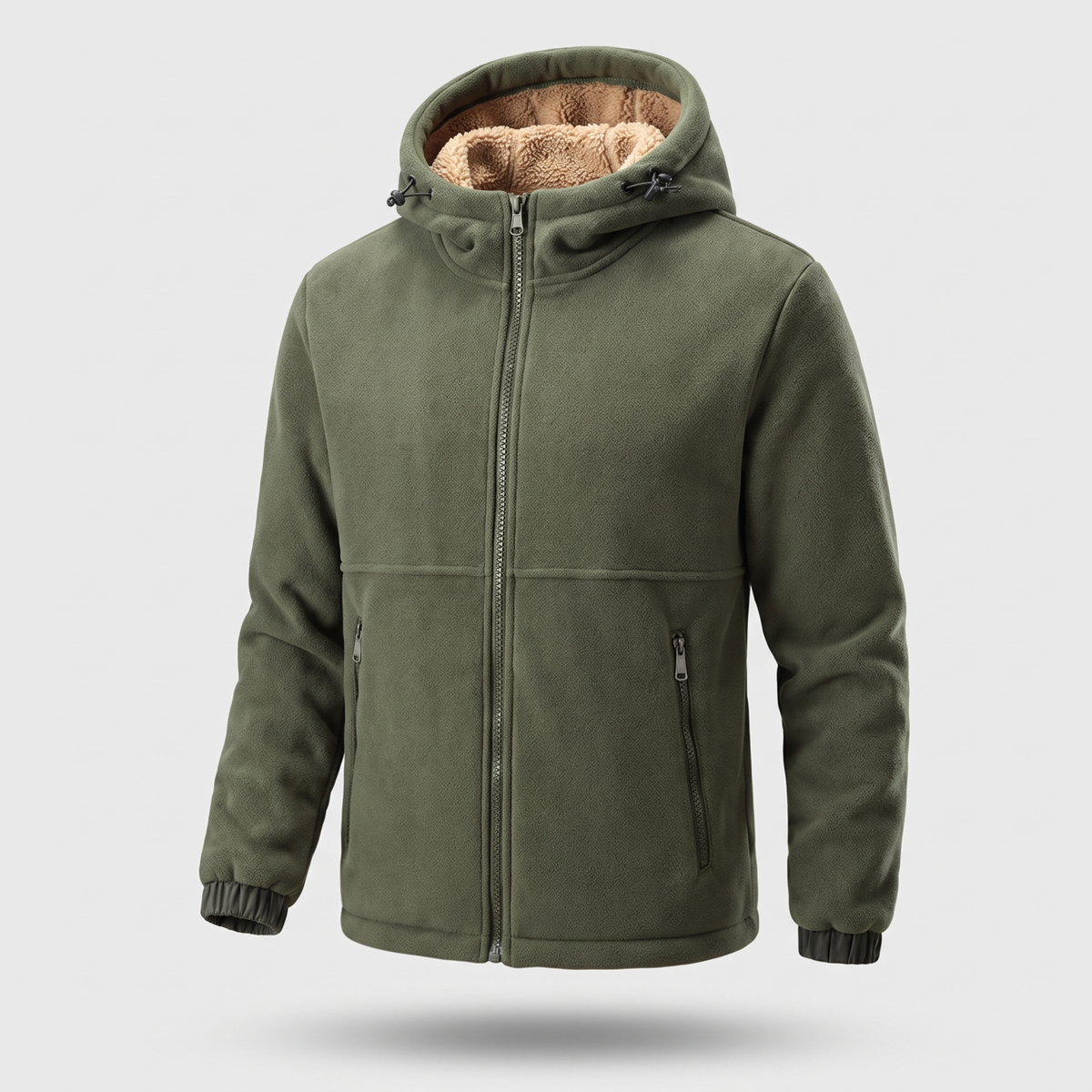 Men's Lambswool Jacket with Adjustable Hood and Zip Pockets