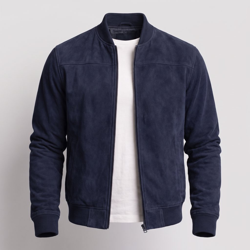 Men's Cotton Zip-Front Flight Jacket with Relaxed Fit