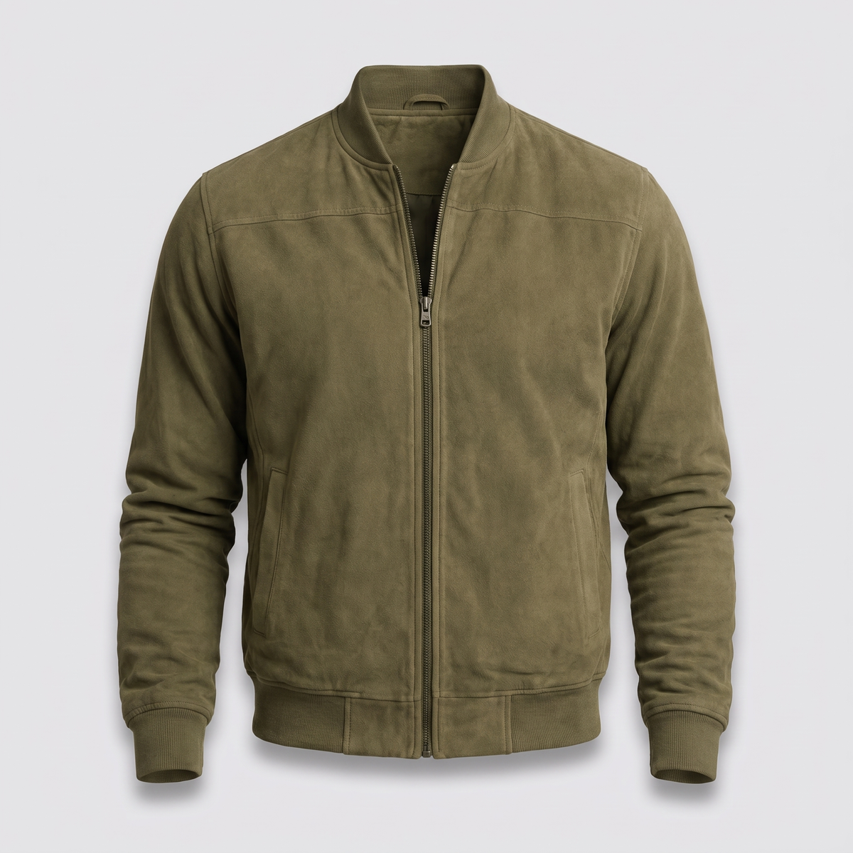 Men's Cotton Zip-Front Flight Jacket with Relaxed Fit