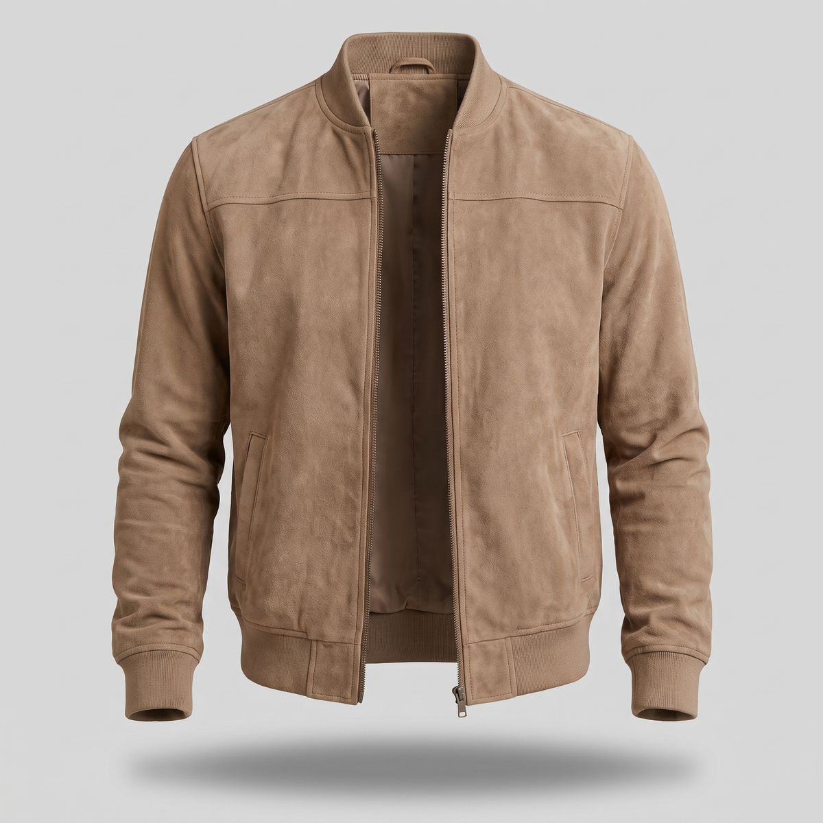 Men's Cotton Zip-Front Flight Jacket with Relaxed Fit