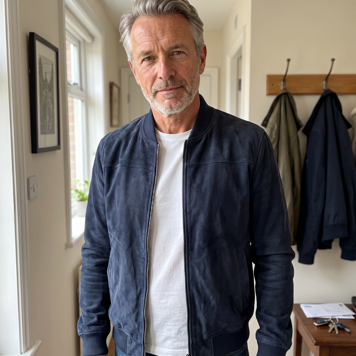 Men's Cotton Zip-Front Flight Jacket with Relaxed Fit