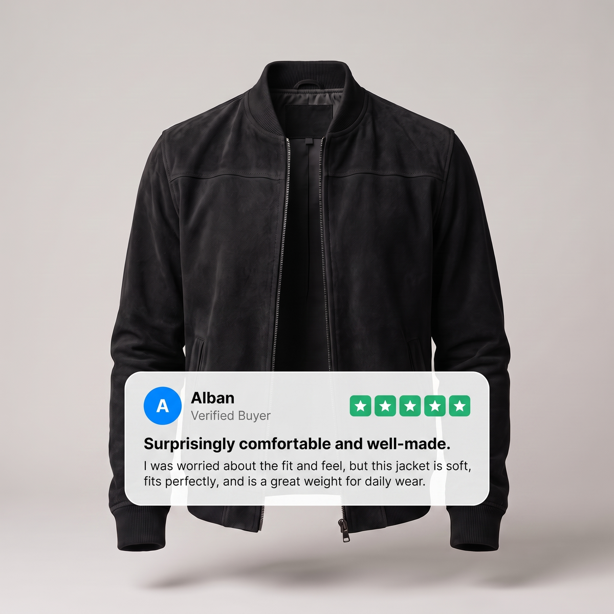 Men's Cotton Zip-Front Flight Jacket with Relaxed Fit
