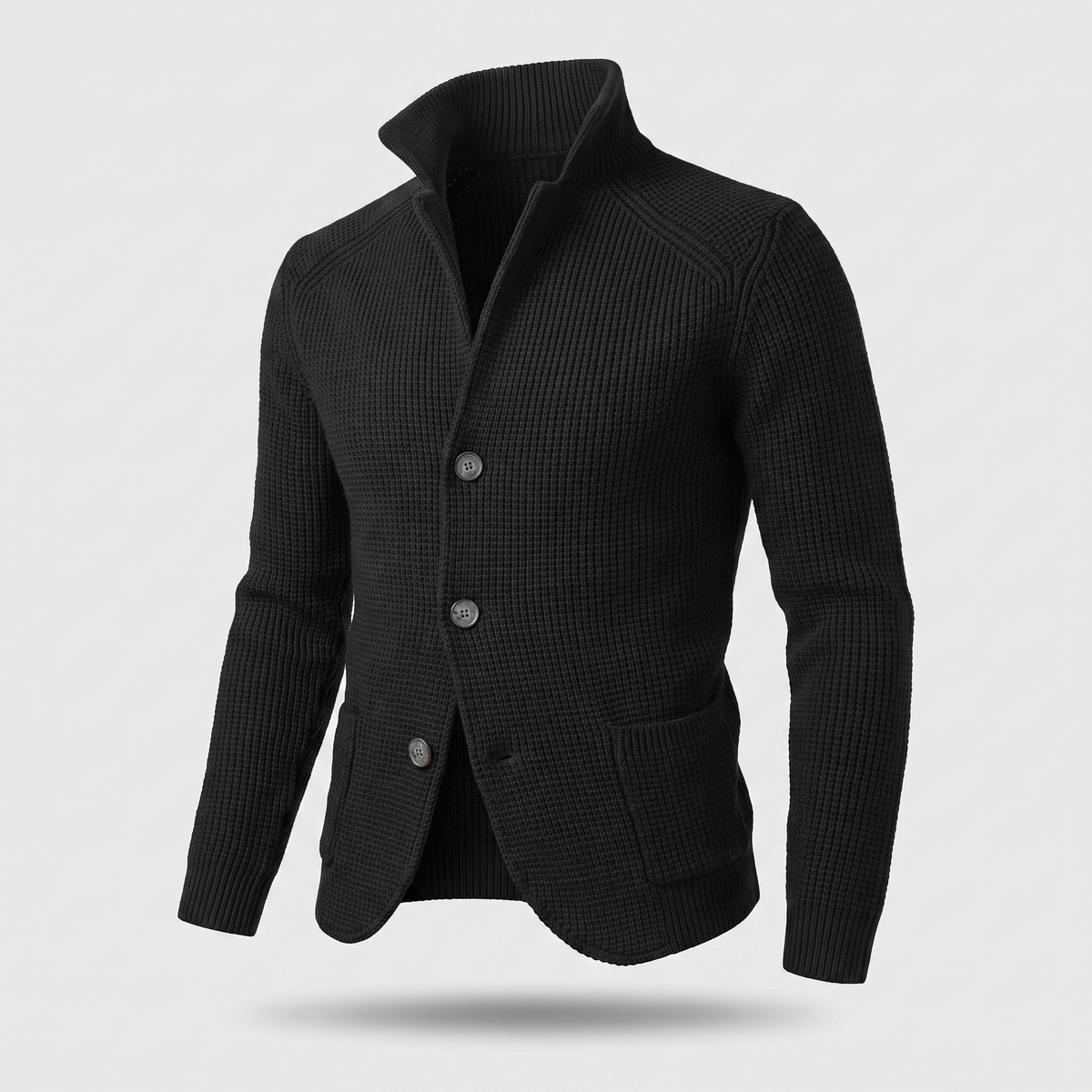 Men's Cardigan with Classic Button Placket and Elegant Collar
