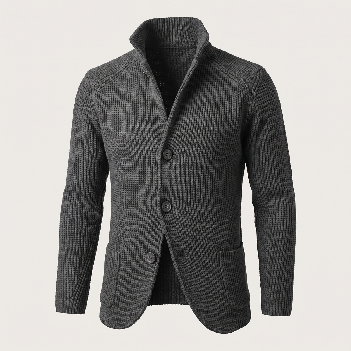 Men's Cardigan with Classic Button Placket and Elegant Collar