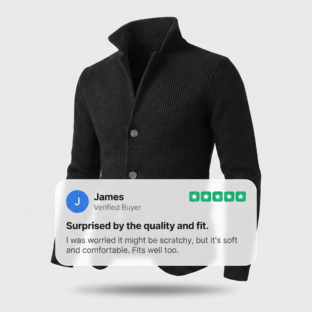 Men's Cardigan with Classic Button Placket and Elegant Collar