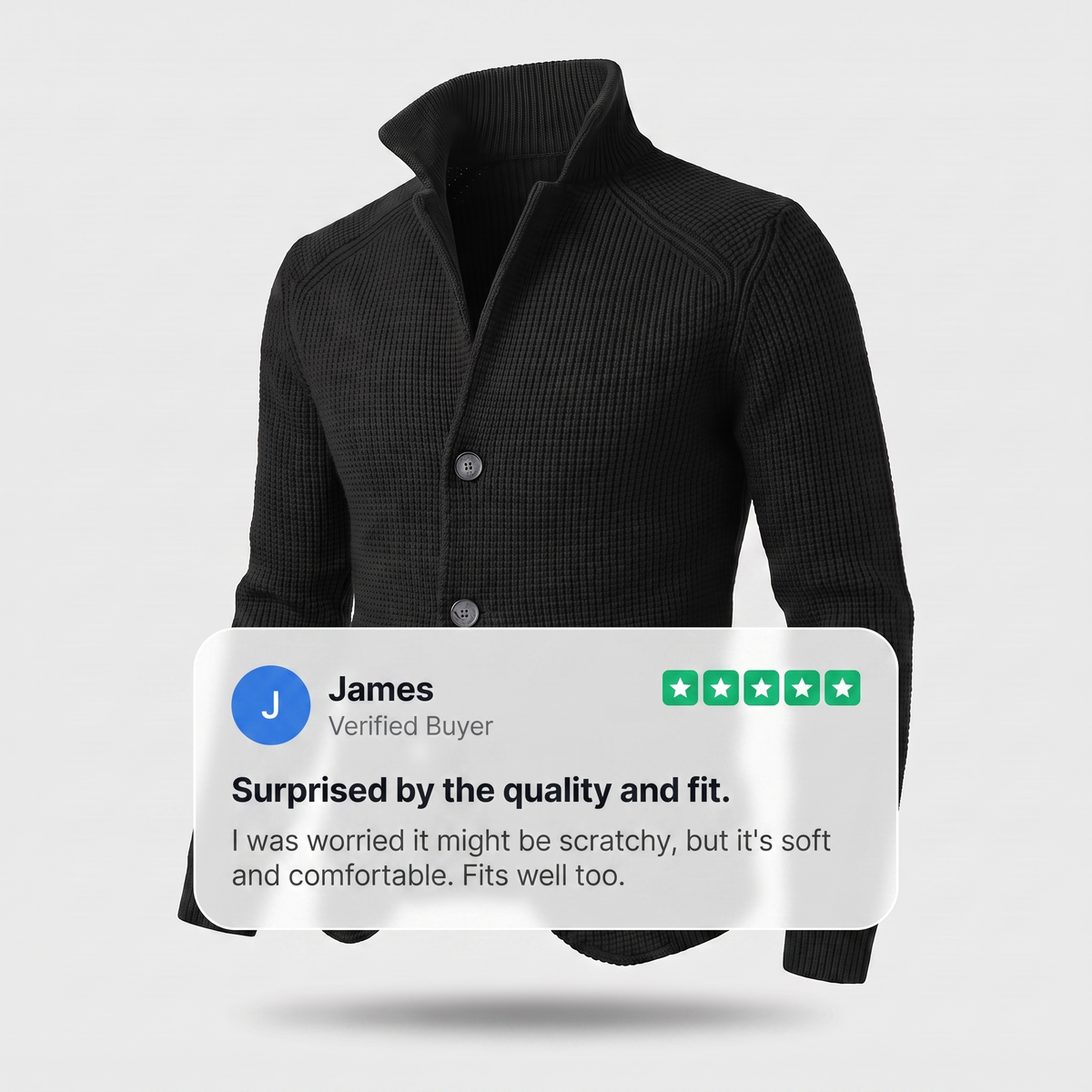 Men's Cardigan with Classic Button Placket and Elegant Collar