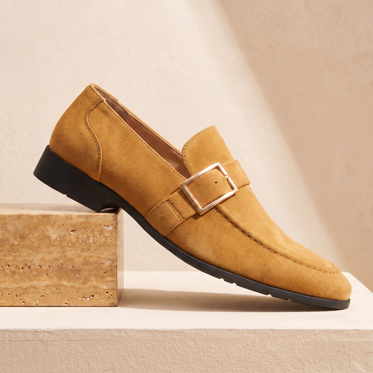 Men's Slip-On Leather Loafers with Soft Lining and Light Sole